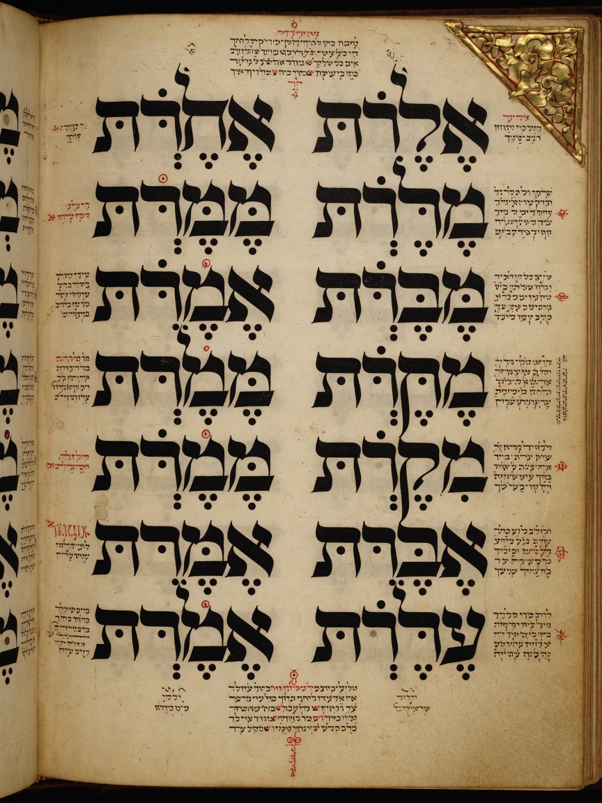 Close view of Hebrew Bible page with Tiberian niqqud vowels and te'amim cantillation marks